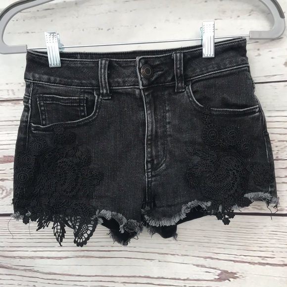 American Eagle Outfitters Pants - ☀️ AMERICAN EAGLE lace & black denim shorts